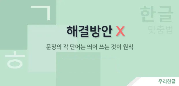 해결방안 - 문장의 각 단어는 띄어 쓰는 것이 원칙으로 틀린 표현