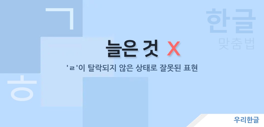 늘은 것 - 'ㄹ'이 탈락되지 않은 상태로 잘못된 표현