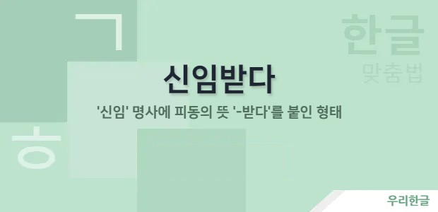 신임받다 - '신임' 명사에 피동의 뜻 '-받다'를 붙인 형태