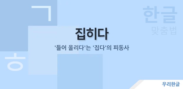 집히다 - '들어 올리다'는 '집다'의 피동사