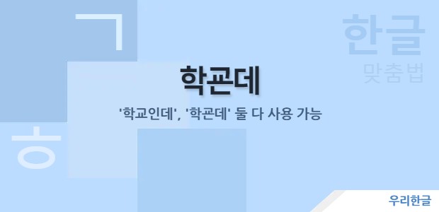 학굔데 - '학교인데', '학굔데' 둘 다 사용 가능