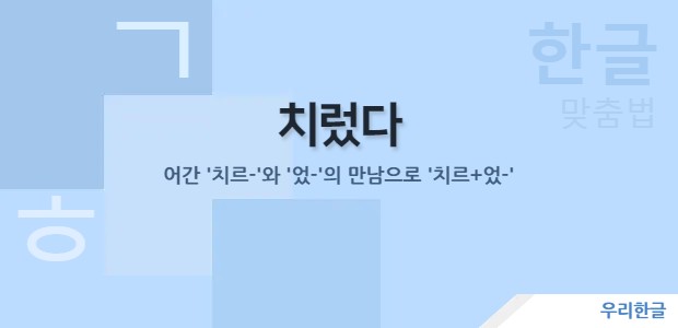 치렀다 - 어간 '치르-'와 '었-'의 만남으로 '치르+었-'