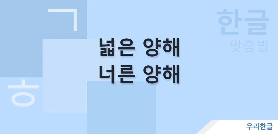 넓은 양해 너른 양해 맞춤법