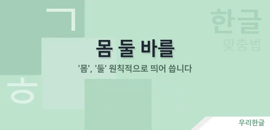 '몸', '둘' 원칙적으로 띄어 씁니다